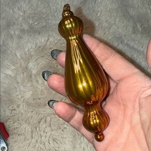 Polish/Czech glasswork gold mercury-glass– Finial blown glass Christmas ornament